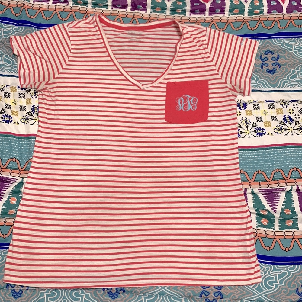 “Columbia PFG” striped short sleeve T-shirt size L